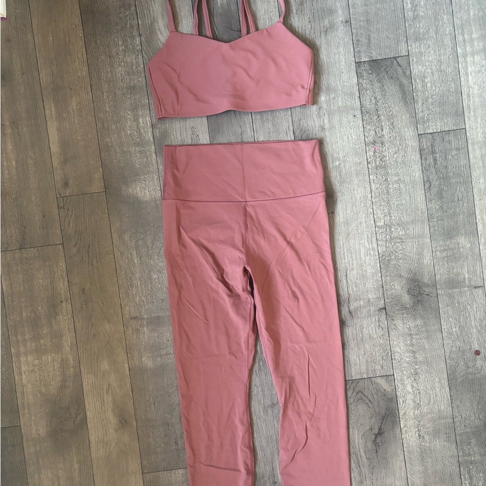 Everyday soft women’s sports Bra and Leggings Set- rose pink
